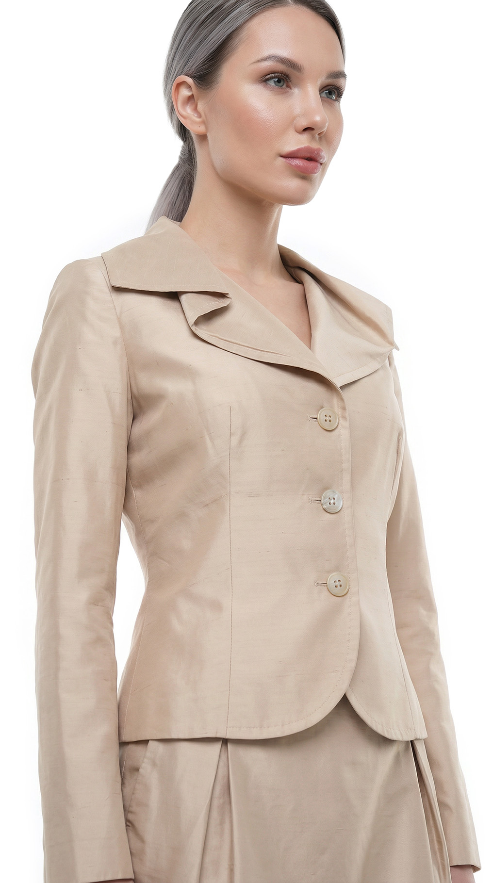 Костюм жакет и юбка Max Mara, шелк-хлопок, S/M, 44 — изображение 5